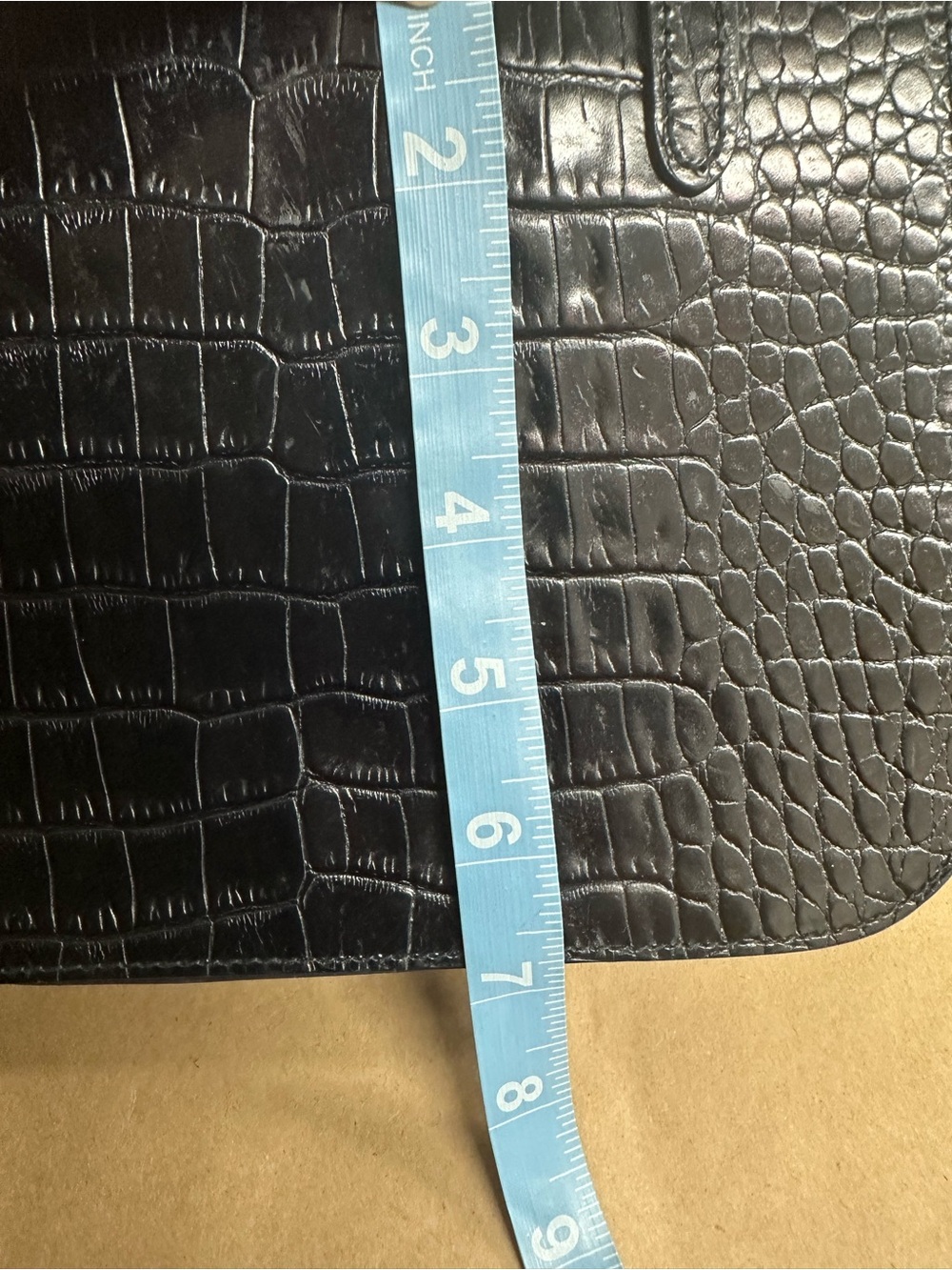 Croc-Embossed Navy Shoulder Bag - Picture 7 of 7
